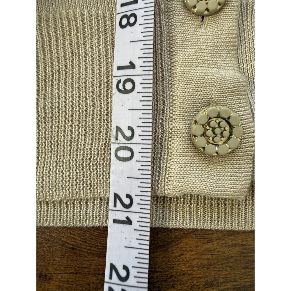New York Company Women’s Sz S Knit Cardigan Sweater Button Down Short Sleeve Tan - Picture 9 of 9